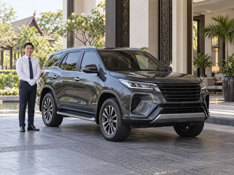 AI-generated illustration of an SUV for business and family trips with a driver